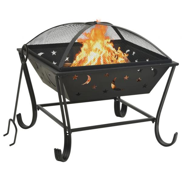 ARDEBO.de - Feuerkorb mit Schürhaken 62 cm XXL Stahl
