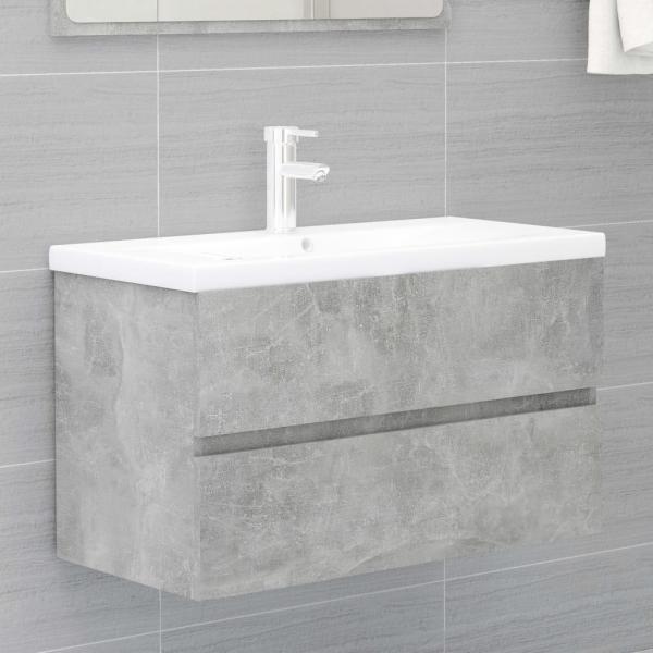 ARDEBO.de - Waschbeckenunterschrank Betongrau 80x38,5x45 cm Holzwerkstoff