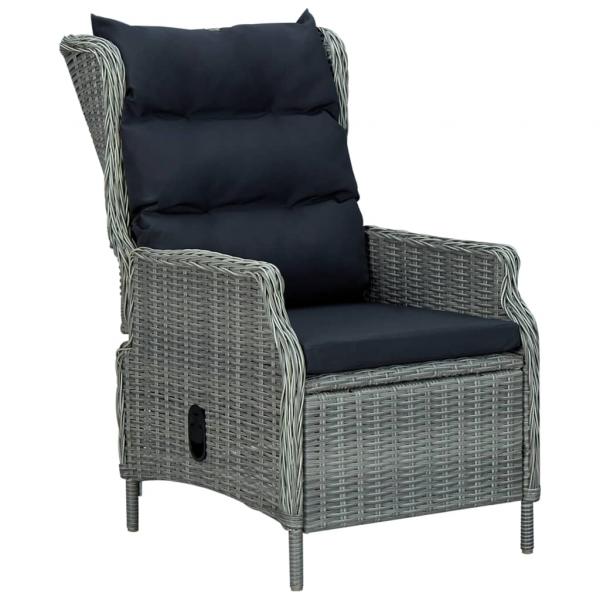 ARDEBO.de - Verstellbarer Gartensessel mit Auflagen Poly Rattan Hellgrau
