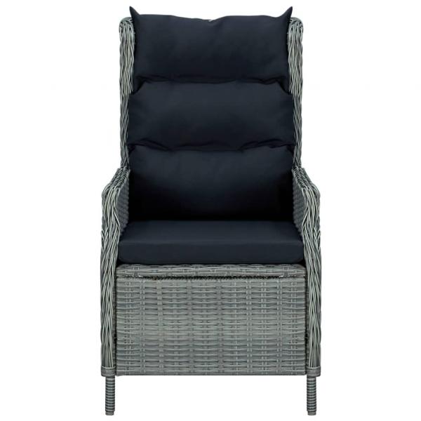 Verstellbarer Gartensessel mit Auflagen Poly Rattan Hellgrau