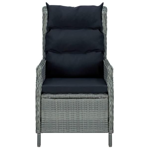 Verstellbarer Gartensessel mit Fußhocker Poly Rattan Hellgrau