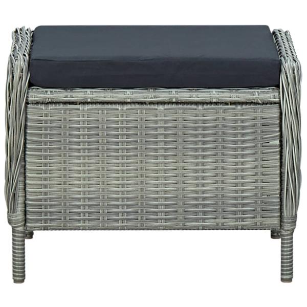 Verstellbarer Gartensessel mit Fußhocker Poly Rattan Hellgrau