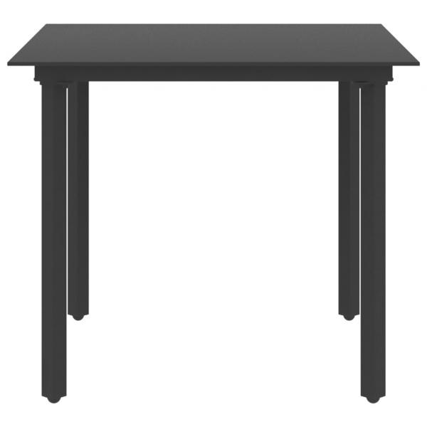 Garten-Esstisch Schwarz 80x80x74 cm Stahl und Glas