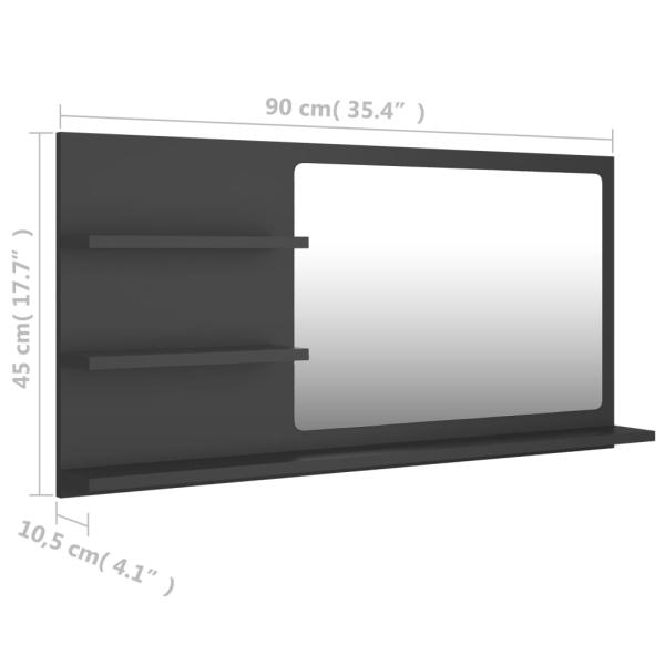 Badspiegel Grau 90x10,5x45 cm Holzwerkstoff