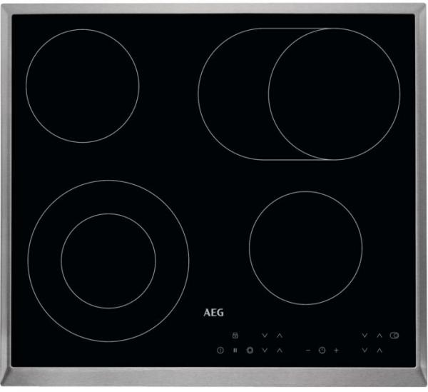 ARDEBO.de AEG HK634060XB Autarkes Glaskeramikkochfeld, 57,6 cm breit, Edelstahl-Rahmen, TouchControl, schwarz