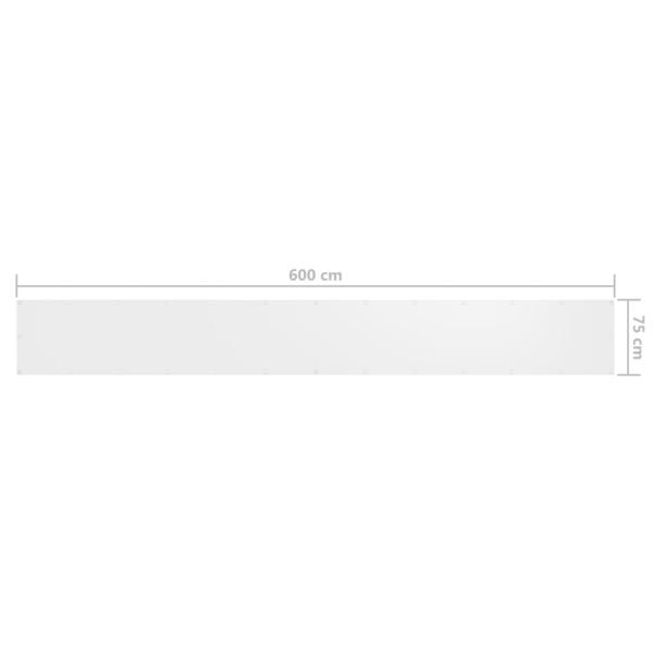 Balkon-Sichtschutz Weiß 75x600 cm Oxford-Gewebe