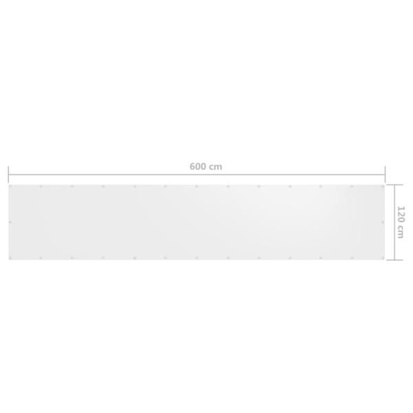 Balkon-Sichtschutz Weiß 120x600 cm Oxford-Gewebe