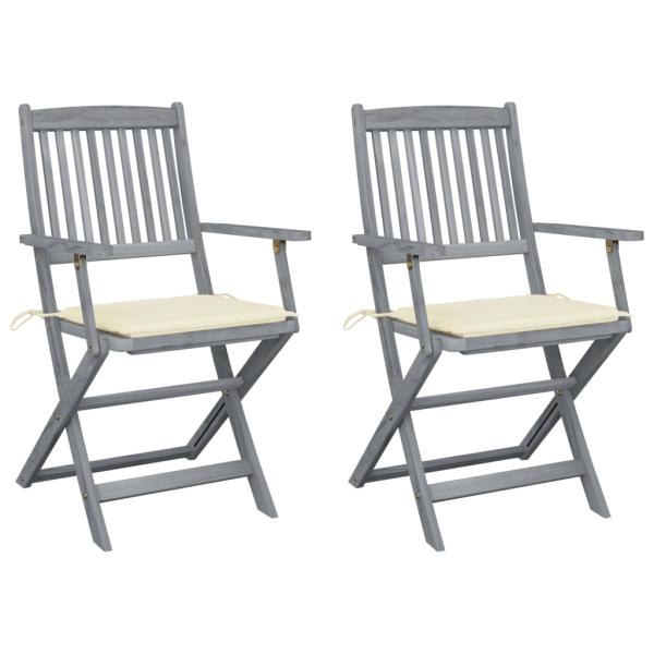 ARDEBO.de - Klappbare Gartenstühle 2 Stk. mit Sitzkissen Massivholz Akazie