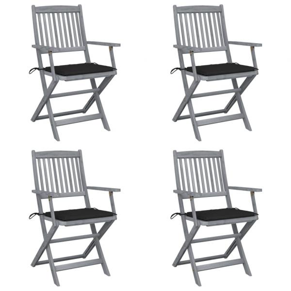 ARDEBO.de - Klappbare Gartenstühle 4 Stk. mit Sitzkissen Massivholz Akazie