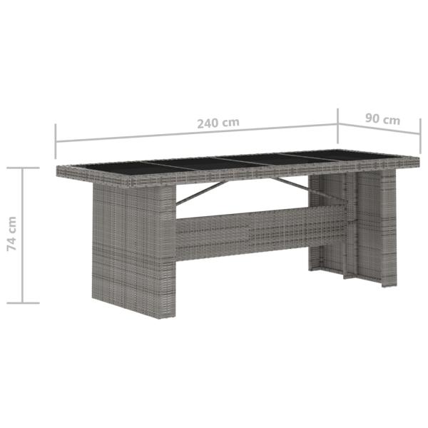 7-tlg. Garten-Essgruppe mit Kissen Poly Rattan Grau