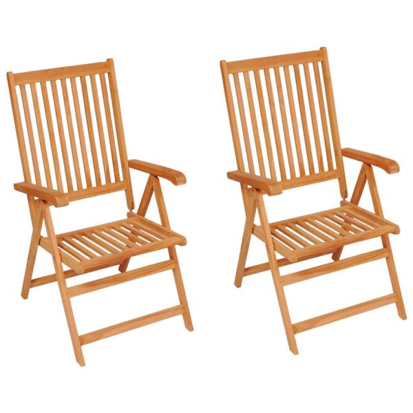 Gartenstühle 2 Stk. mit Roten Kissen Massivholz Teak