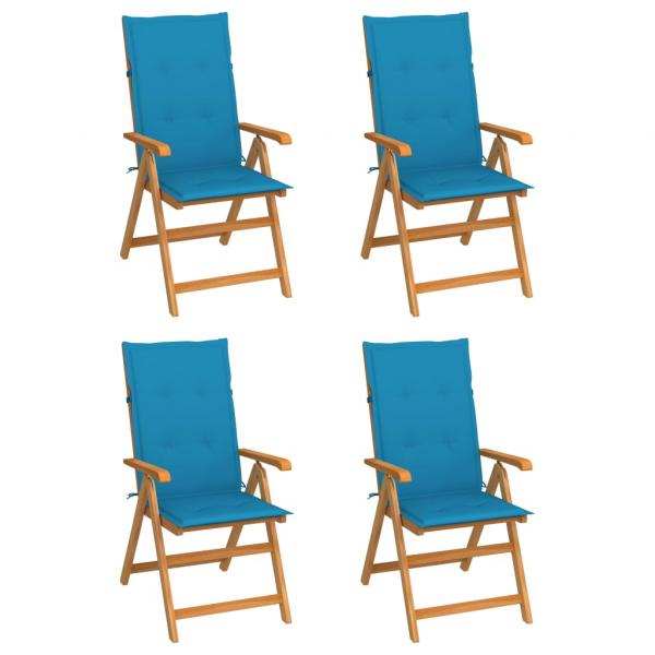ARDEBO.de - Gartenstühle 4 Stk. mit Blauen Kissen Massivholz Teak