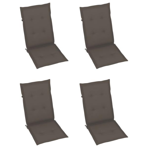 Gartenstühle 4 Stk. mit Taupe Kissen Massivholz Teak