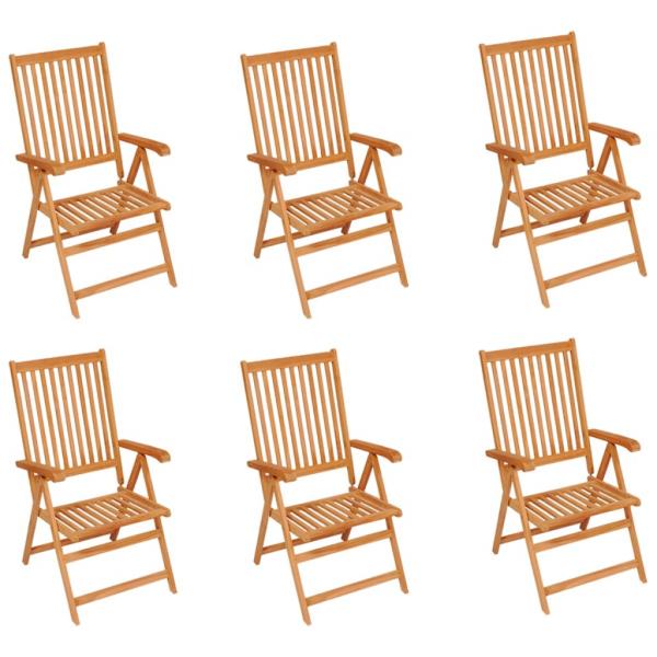 Gartenstühle 6 Stk. mit Hellgrünen Kissen Massivholz Teak