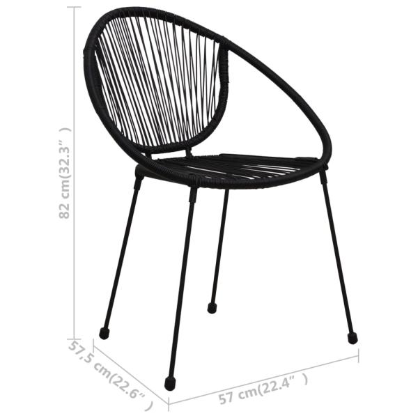 3-tlg. Garten-Essgruppe PVC Rattan Schwarz