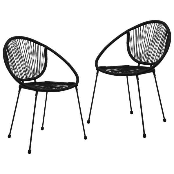 3-tlg. Garten-Essgruppe PVC Rattan Schwarz