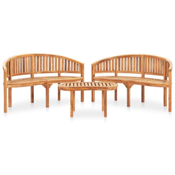 ARDEBO.de - 3-tlg. Garten-Lounge-Set Massivholz Teak