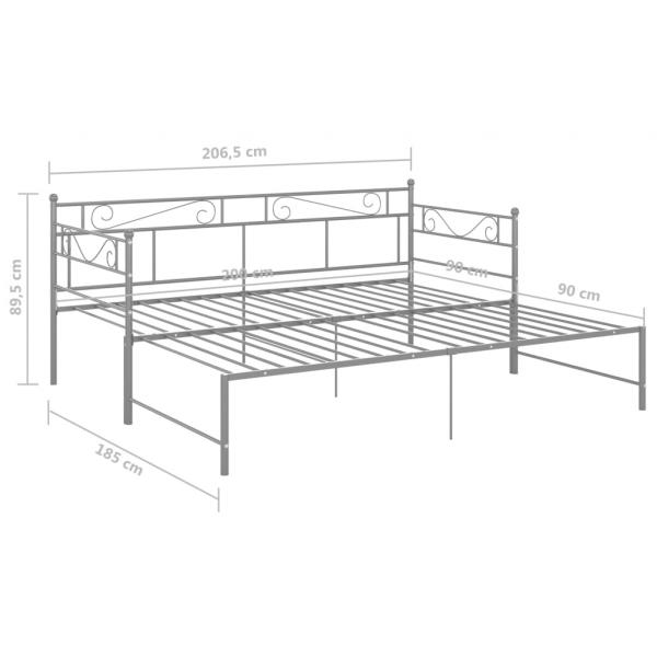 Tagesbett Ausziehbar Grau Metall 90x200 cm