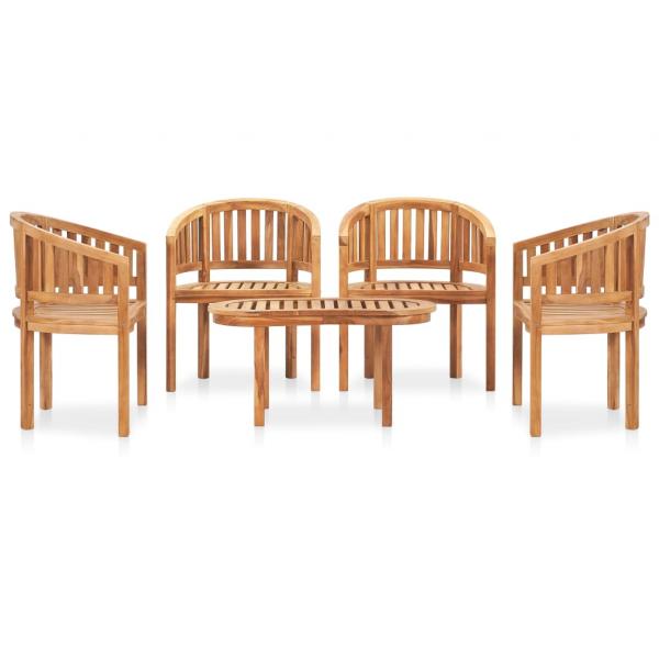 5-tlg. Garten-Lounge-Set Massivholz Teak