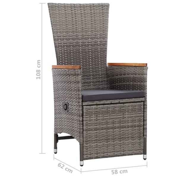 3-tlg. Garten-Lounge-Set mit Kissen Poly Rattan Grau