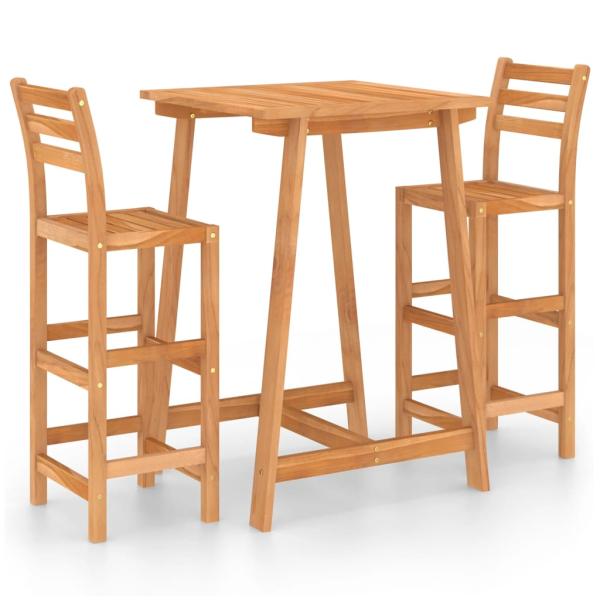 3-tlg. Gartenbar-Set Massivholz Akazie