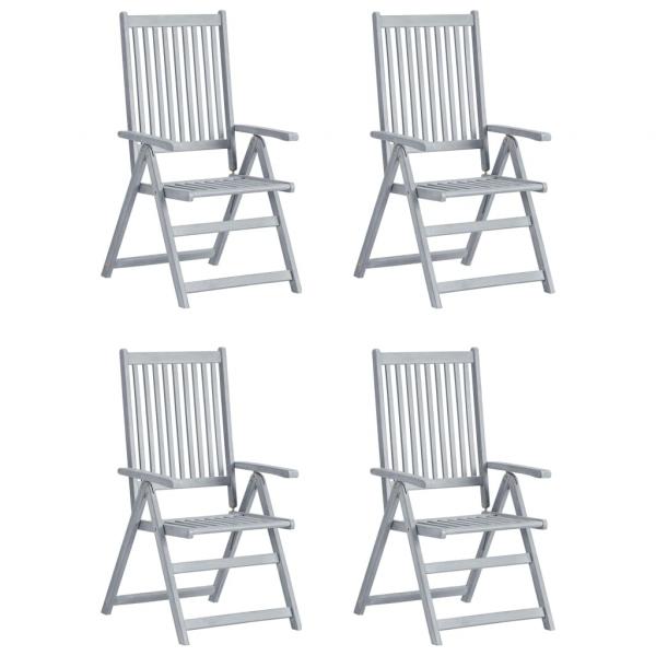 Verstellbare Gartenstühle 4 Stk. mit Auflagen Massivholz Akazie