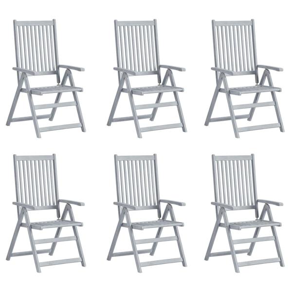 Hochlehner Verstellbar 6 Stk. mit Auflagen Massivholz Akazie