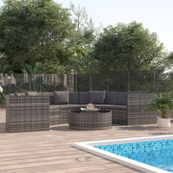 ARDEBO.de - 6-tlg. Garten-Lounge-Set mit Auflagen Poly Rattan Grau