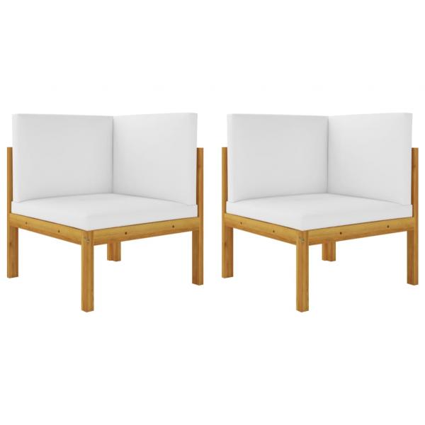 7-tlg. Garten-Lounge-Set mit Kissen Cremeweiß Massivholz Akazie