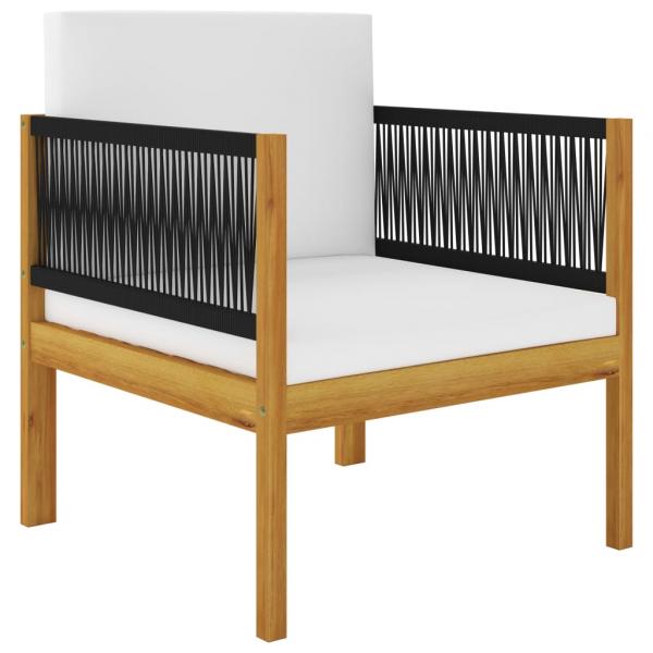 7-tlg. Garten-Lounge-Set mit Kissen Cremeweiß Massivholz Akazie