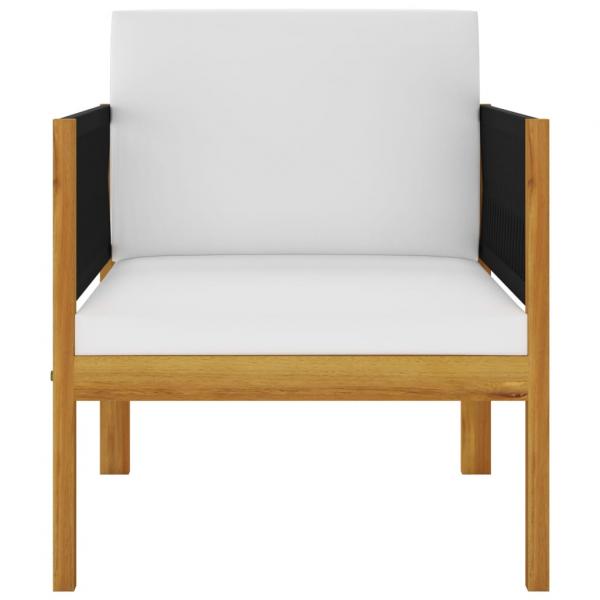 7-tlg. Garten-Lounge-Set mit Kissen Cremeweiß Massivholz Akazie