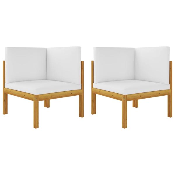 7-tlg. Garten-Lounge-Set mit Kissen Cremeweiß Massivholz Akazie