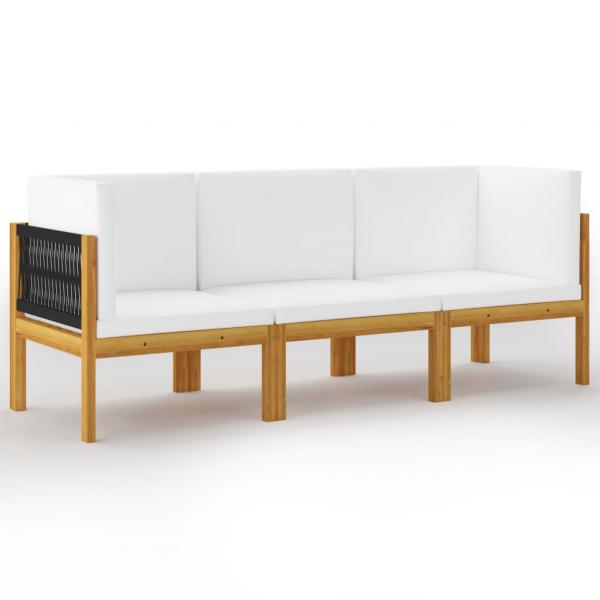 3-Sitzer-Gartensofa mit Kissen Massivholz Akazie