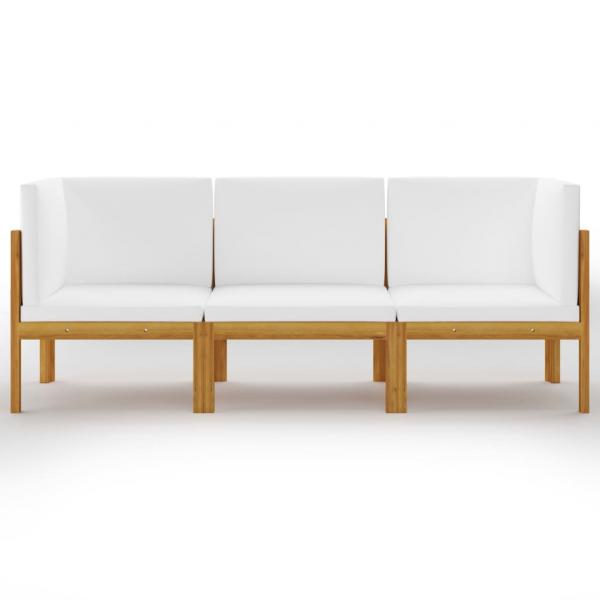 3-Sitzer-Gartensofa mit Kissen Massivholz Akazie