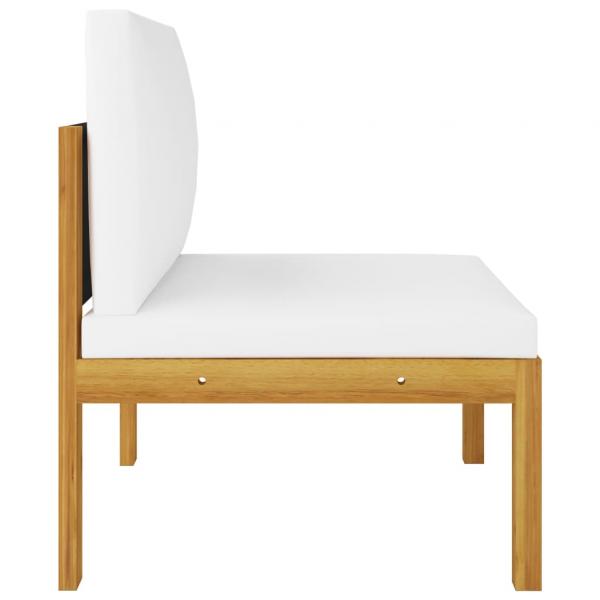 11-tlg. Garten-Lounge-Set mit Kissen Cremeweiß Massivholz Akazie