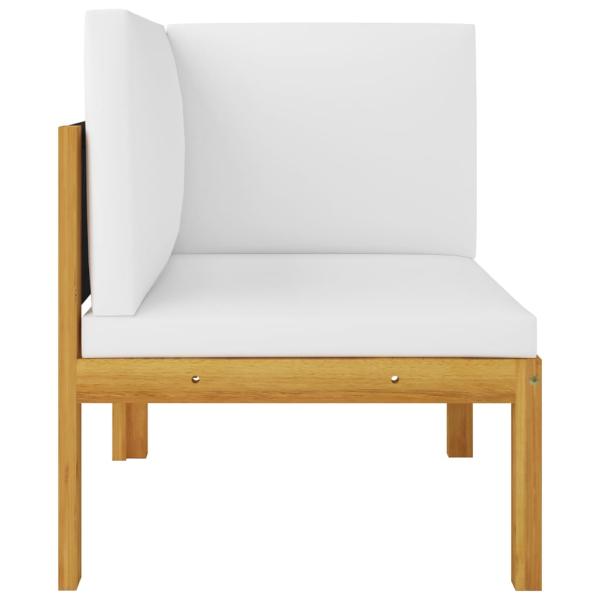 5-tlg. Garten-Lounge-Set mit Kissen Cremeweiß Massivholz Akazie