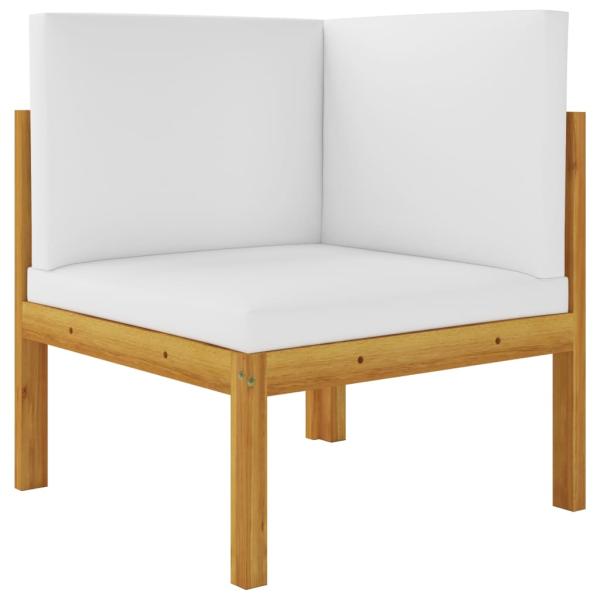 5-tlg. Garten-Lounge-Set mit Kissen Cremeweiß Massivholz Akazie