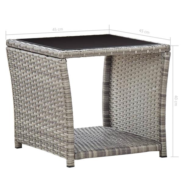 3-tlg. Garten-Lounge-Set mit Kissen Poly Rattan Grau