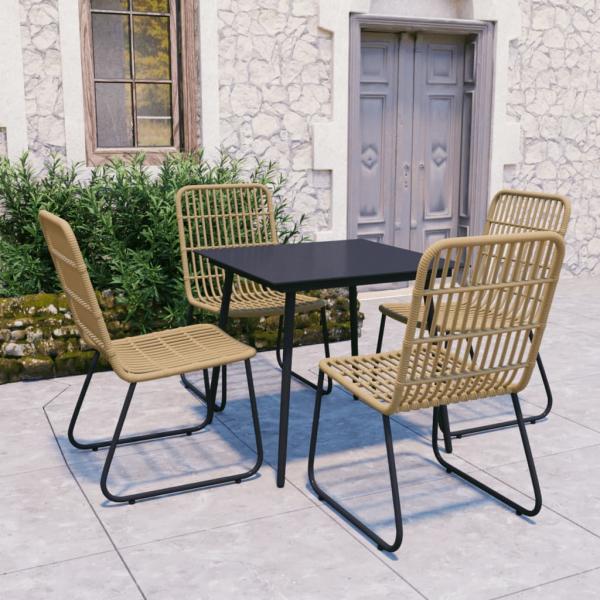 ARDEBO.de - 5-tlg. Garten-Essgruppe Poly Rattan und Glas