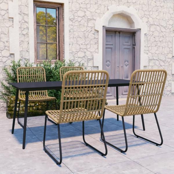 ARDEBO.de - 5-tlg. Garten-Essgruppe Poly Rattan und Glas
