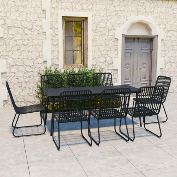 ARDEBO.de - 9-tlg. Garten-Essgruppe Poly Rattan und Glas