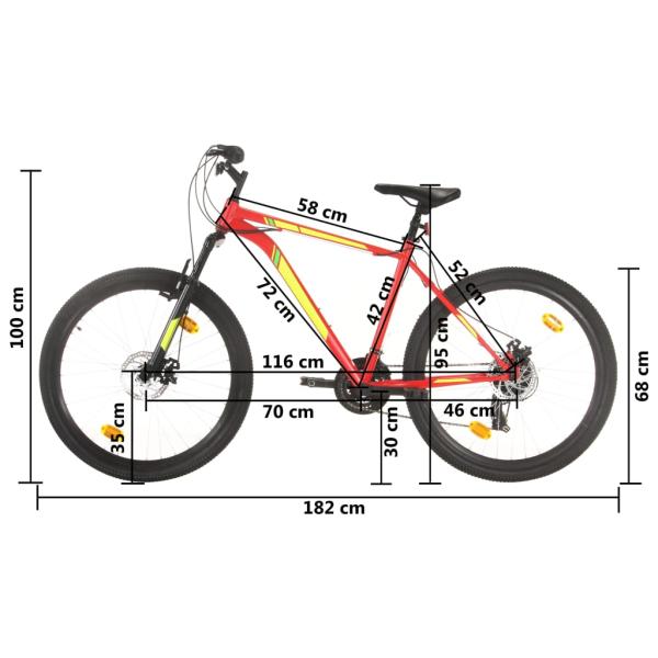 Mountainbike 21 Gang 27,5 Zoll Rad 42 cm Rot