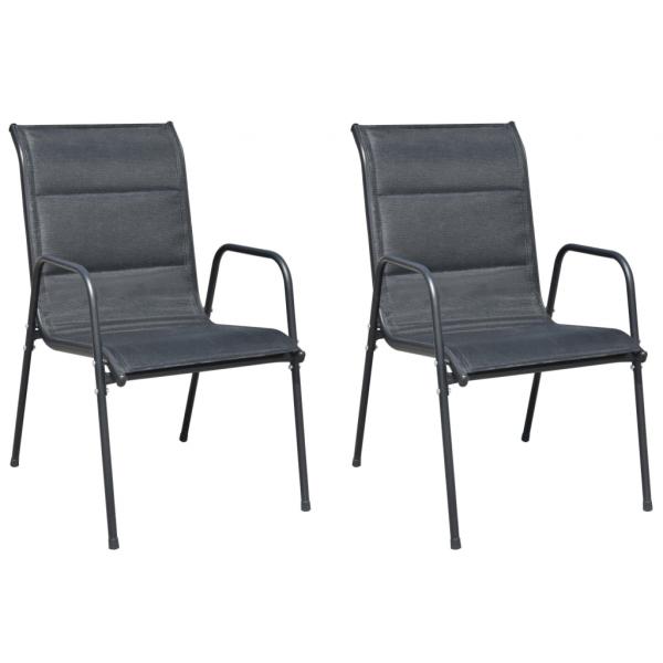 ARDEBO.de - Stapelbare Gartenstühle 2 Stk. Stahl und Textilene Schwarz