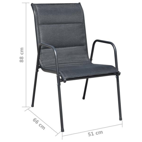 Stapelbare Gartenstühle 2 Stk. Stahl und Textilene Schwarz