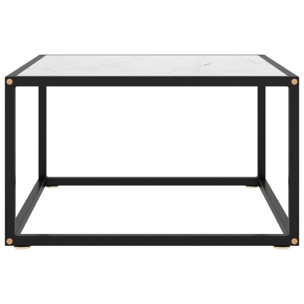 Couchtisch Schwarz mit Weißem Glas in Marmor-Optik 60x60x35 cm
