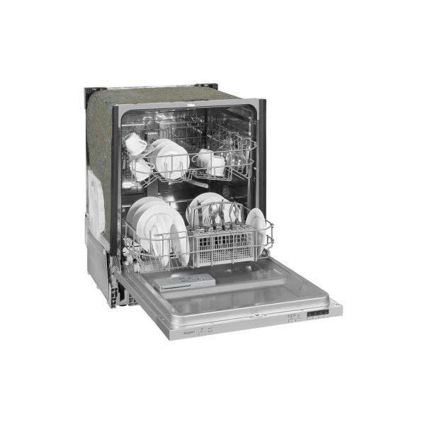 Exquisit EGSP6012-E-030E Vollintegrierter Geschirrspüler, 60 cm breit, 12 Maßgedecke, Glasprogramm, 4 Programme