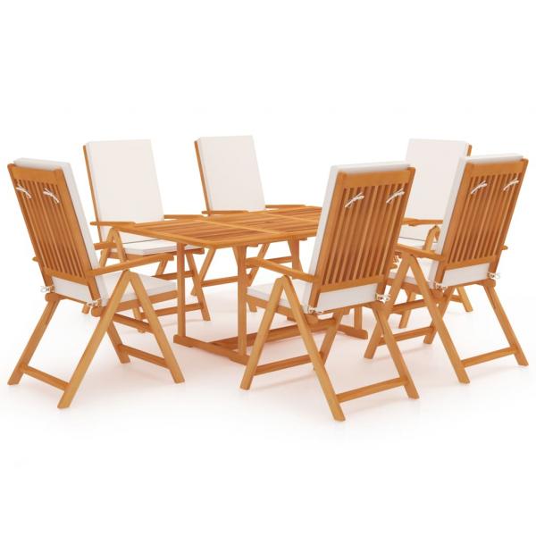 ARDEBO.de - 7-tlg. Garten-Essgruppe mit Kissen Massivholz Teak