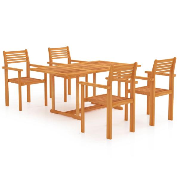 5-tlg. Garten-Essgruppe Massivholz Teak 