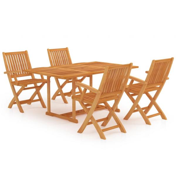 5-tlg. Garten-Essgruppe Massivholz Teak