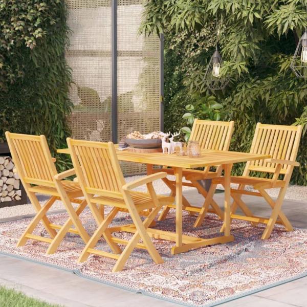 5-tlg. Garten-Essgruppe Massivholz Teak